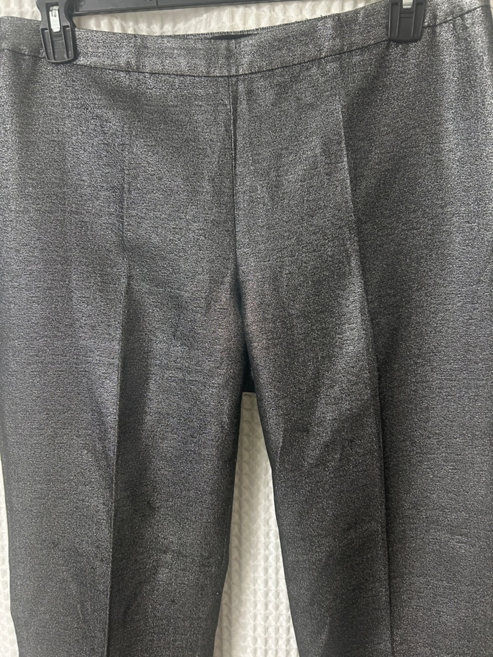 St. John Emma Metallic Silver Pants Size 12 Side Zipper - Picture 2 of 6